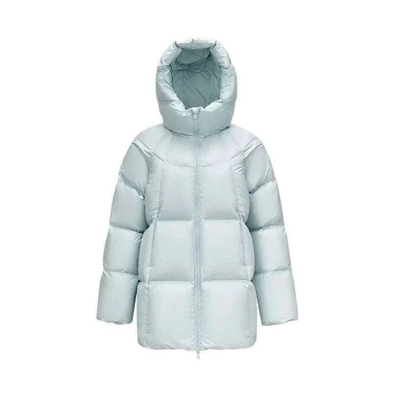 Women's 90% Down Mid-Length Winter Jacket with Hood & Stain Protection-Black / XS / China Mainland