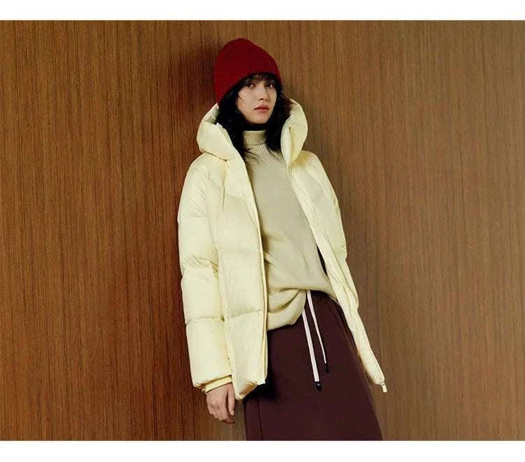Women's 90% Down Mid-Length Winter Jacket with Hood & Stain Protection-Black / XS / China Mainland