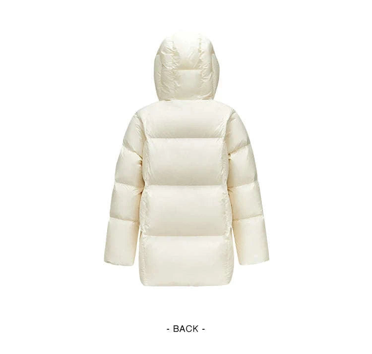 Women's 90% Down Mid-Length Winter Jacket with Hood & Stain Protection-Black / XS / China Mainland