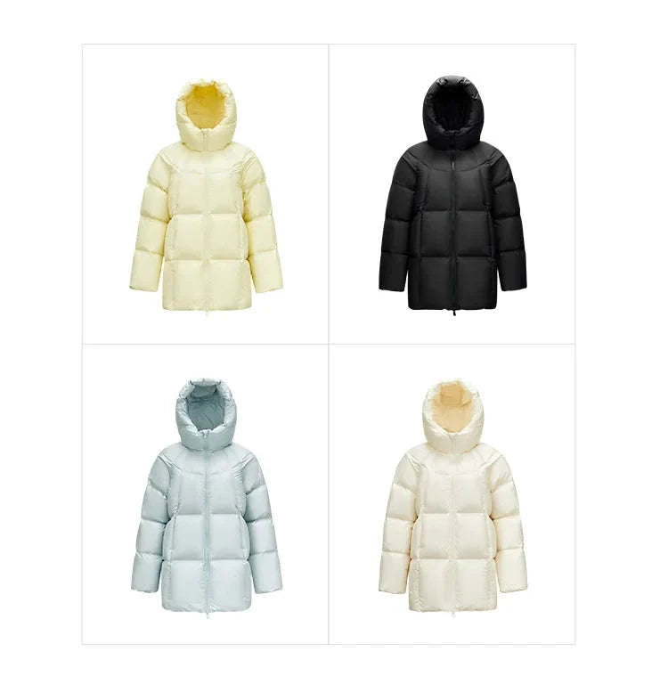 Women's 90% Down Mid-Length Winter Jacket with Hood & Stain Protection-Black / XS / China Mainland