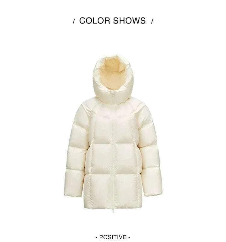 Women's 90% Down Mid-Length Winter Jacket with Hood & Stain Protection-Black / XS / China Mainland