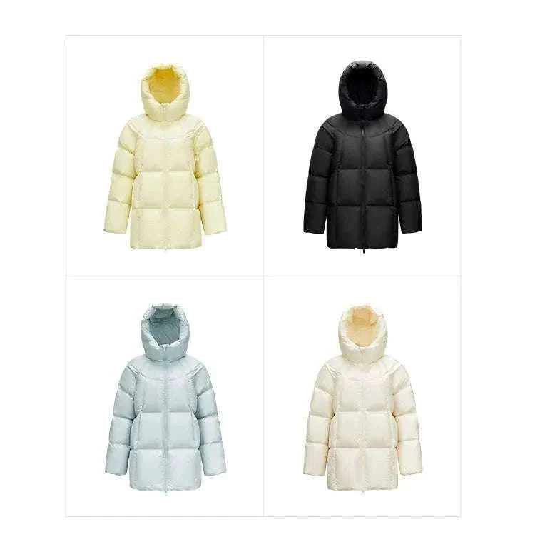 Women's 90% Down Mid-Length Winter Jacket with Hood & Stain Protection-Black / XS / China Mainland