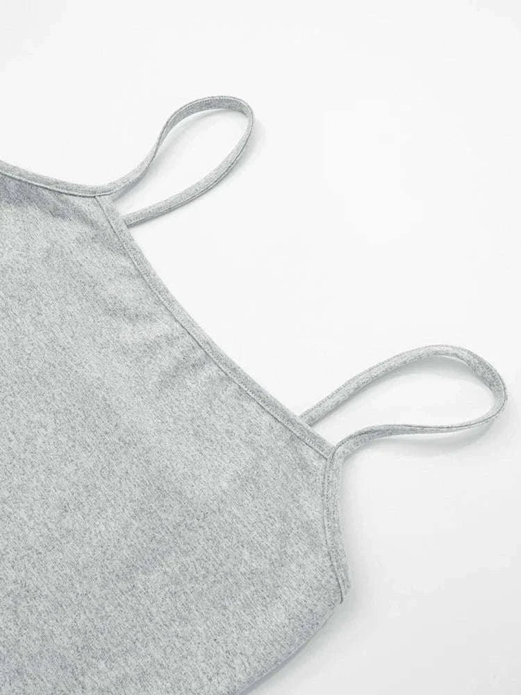 Women’s Backless Camisole & Wide Leg Pants 2-Piece Lounge Set-GRAY / S