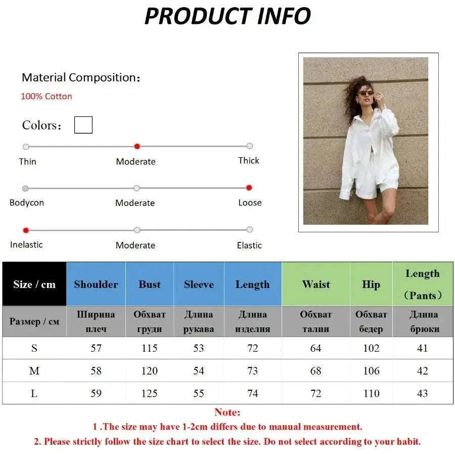 Women's Cotton Lounge Set Shirt and Shorts Casual Summer Outfit-Orange / M