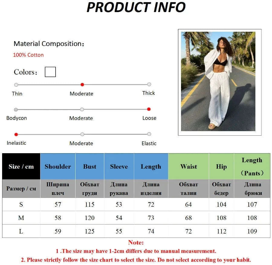 Women’s Cotton Lounge Set with Relaxed Shirt and Wide Leg Pants-Black / L