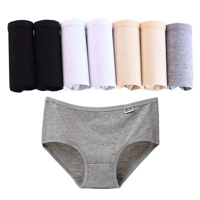Women's Cotton Panties 7-Pack, Plus Size M–4XL Comfort Briefs-B2 W2 SKI2 Gray / 4XL / 7PCs