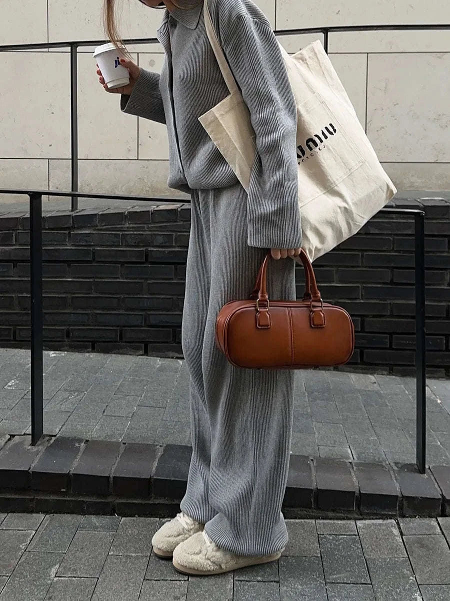 Women's Cozy Knit Cardigan and Pants Set – Warm 2 Piece Outfit-Apricot / M