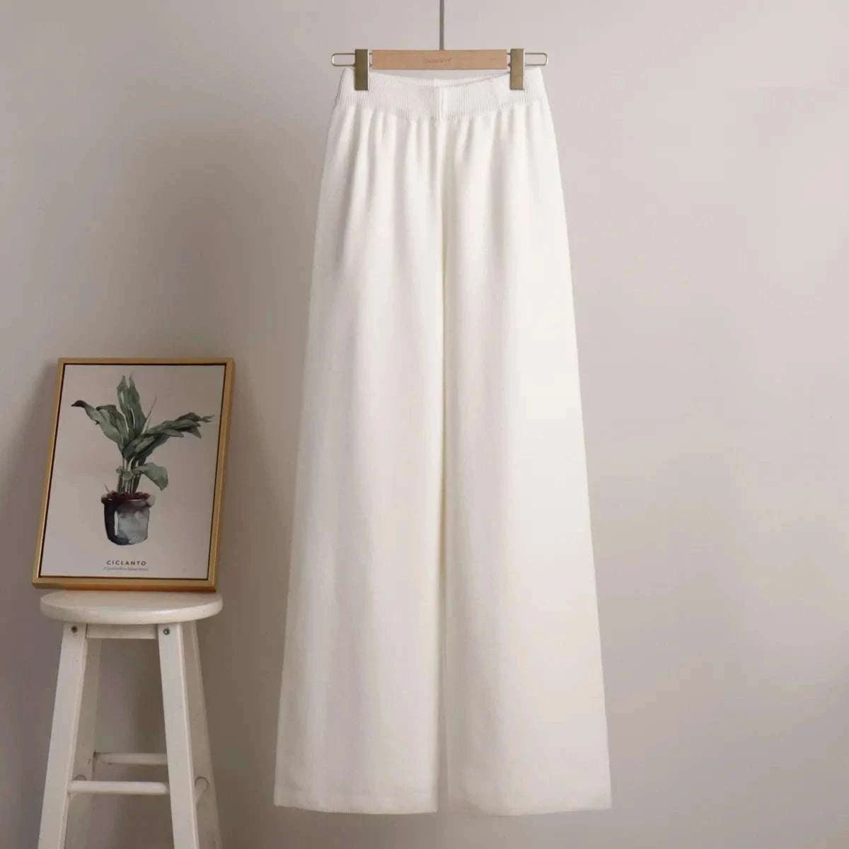 Women’s Cozy Knitted Polo Sweater & Wide Leg Pants Set-