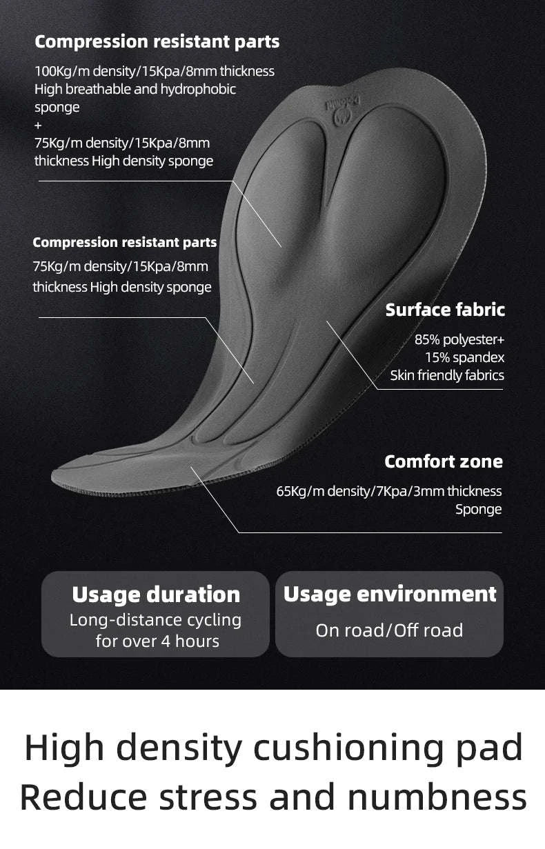 Women’s Cycling Bib Shorts with Cushion Pad Breathable Quick-Dry-YDDK005-BK / Asia 2XL (EU XL)