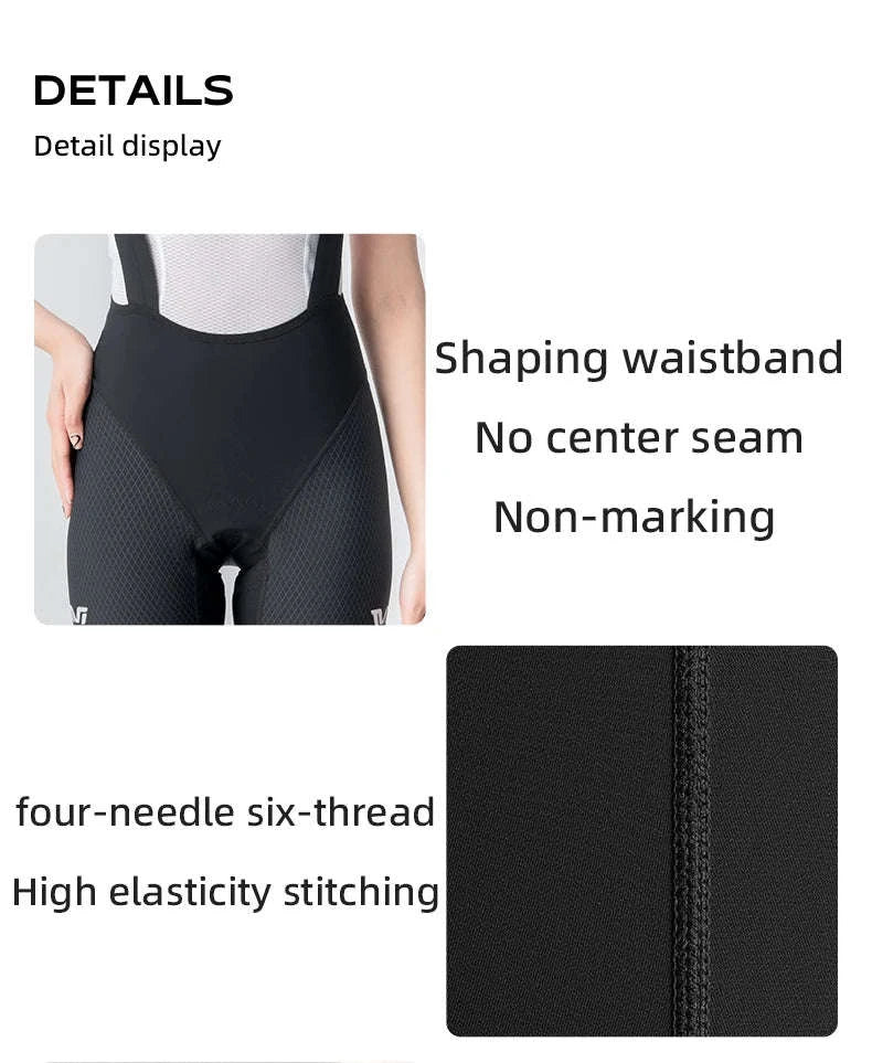 Women’s Cycling Bib Shorts with Cushion Pad Breathable Quick-Dry-YDDK005-BK / Asia 2XL (EU XL)