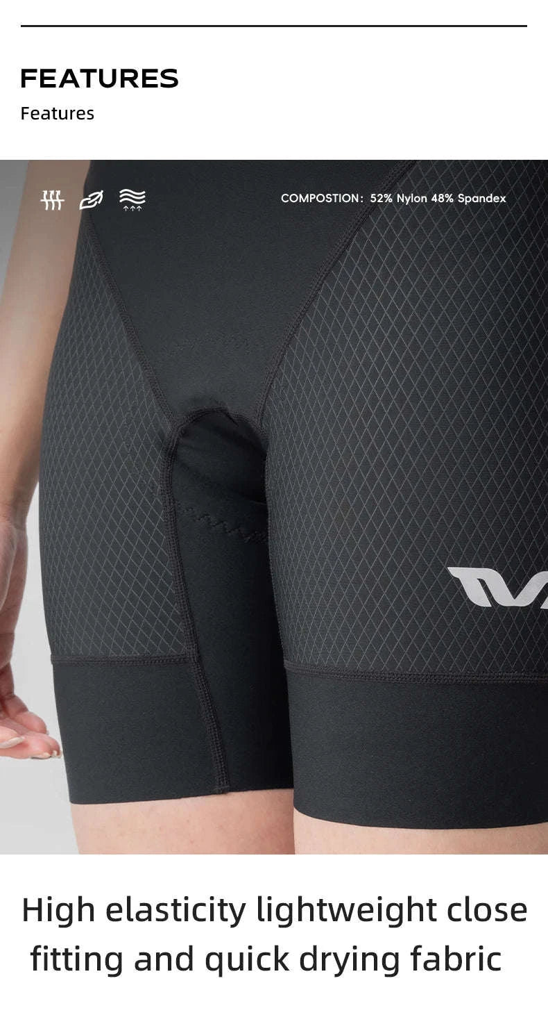 Women’s Cycling Bib Shorts with Cushion Pad Breathable Quick-Dry-YDDK005-BK / Asia 2XL (EU XL)