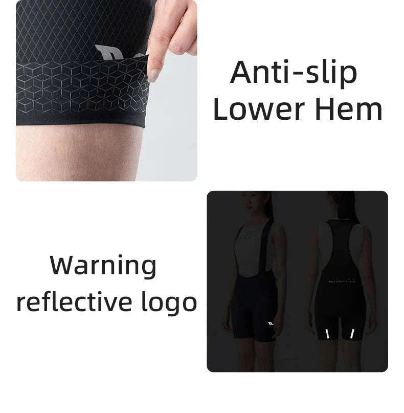 Women’s Cycling Bib Shorts with Cushion Pad Breathable Quick-Dry-YDDK005-BK / Asia 2XL (EU XL)