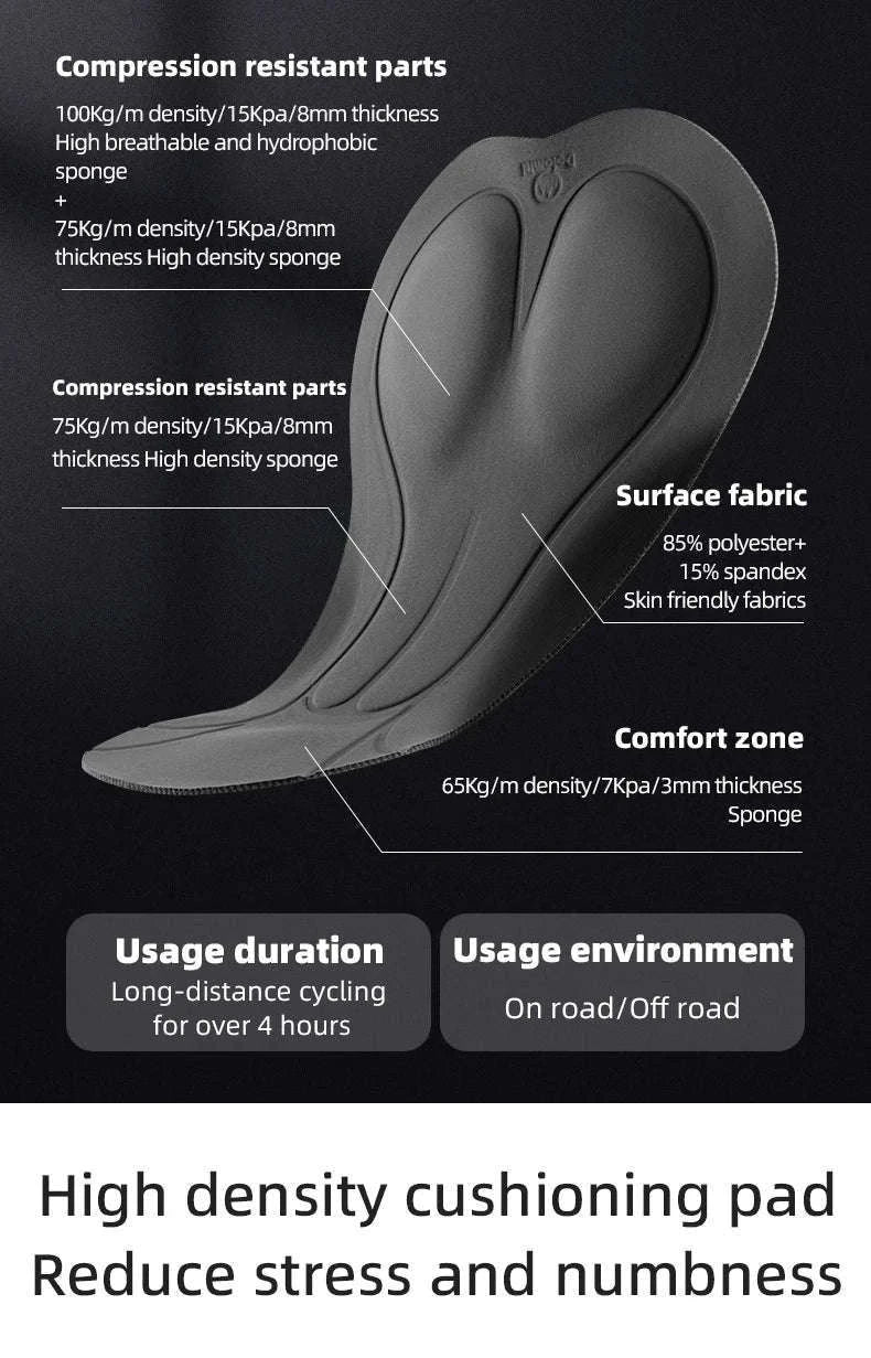 Women’s Cycling Bib Shorts with Cushion Pad Breathable Quick-Dry-YDDK005-BK / Asia 2XL (EU XL)