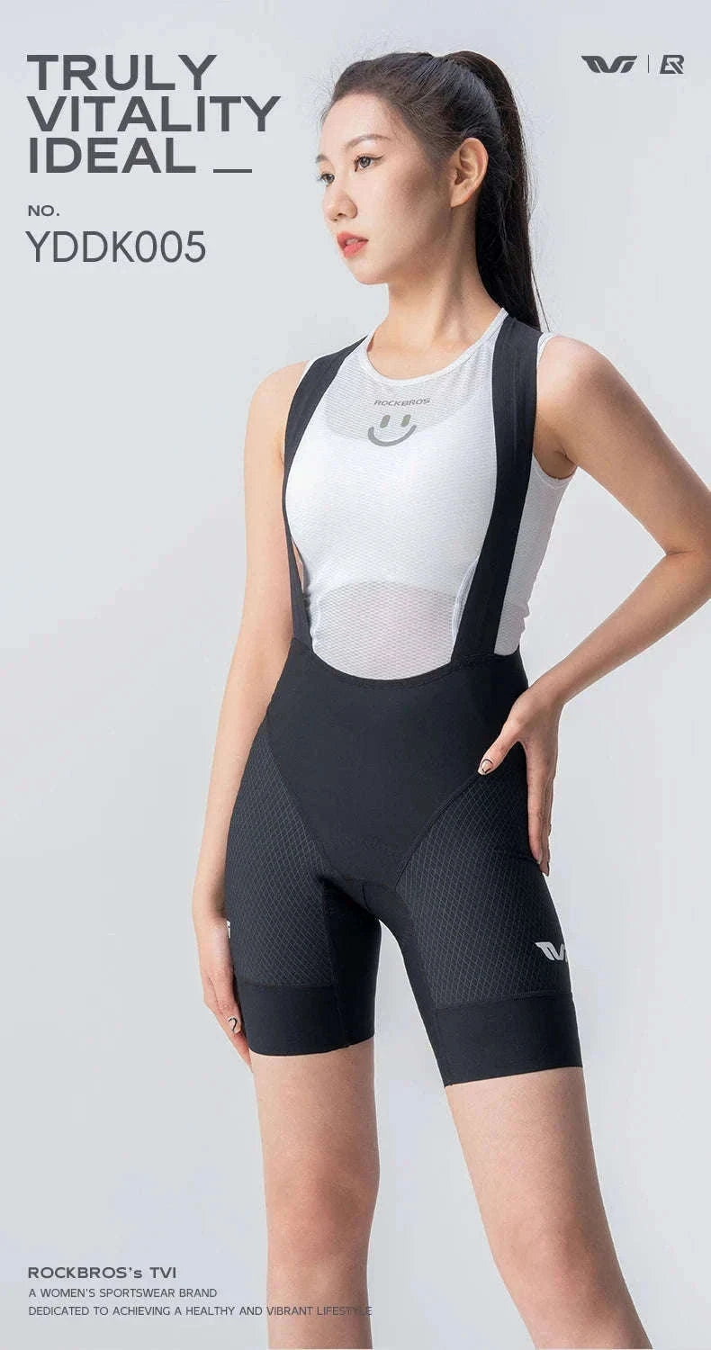 Women’s Cycling Bib Shorts with Cushion Pad Breathable Quick-Dry-YDDK005-BK / Asia 2XL (EU XL)