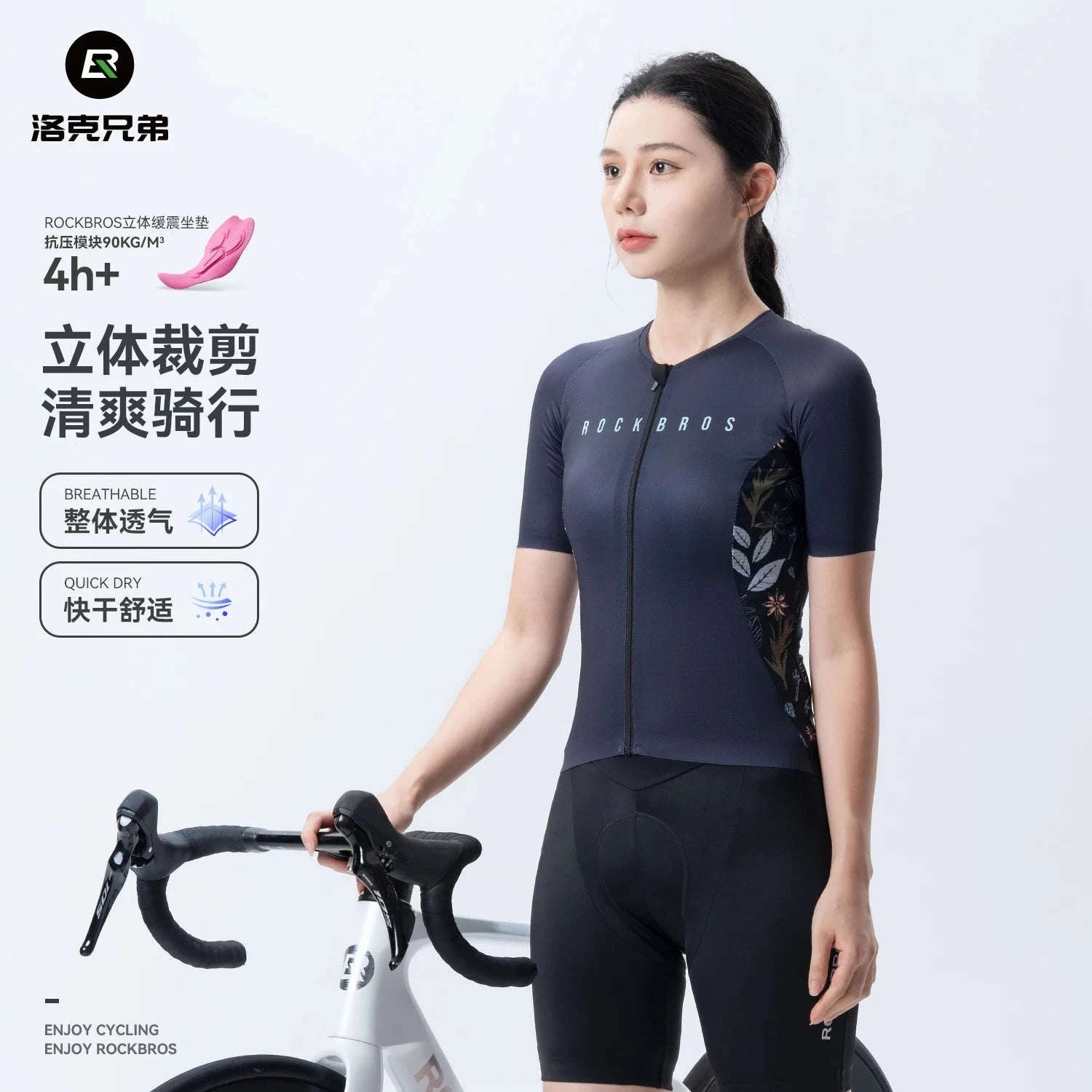 Women’s Cycling Jersey with Full Zipper Breathable Summer MTB Shirt-15110001-D / Asian 2XL(EUR XL)