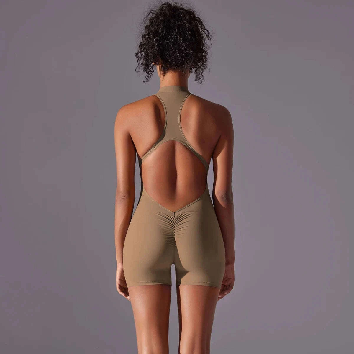 Women’s Fitness Bodysuit for Yoga, Gym and Quick-Dry Comfort-Cocoa / XL