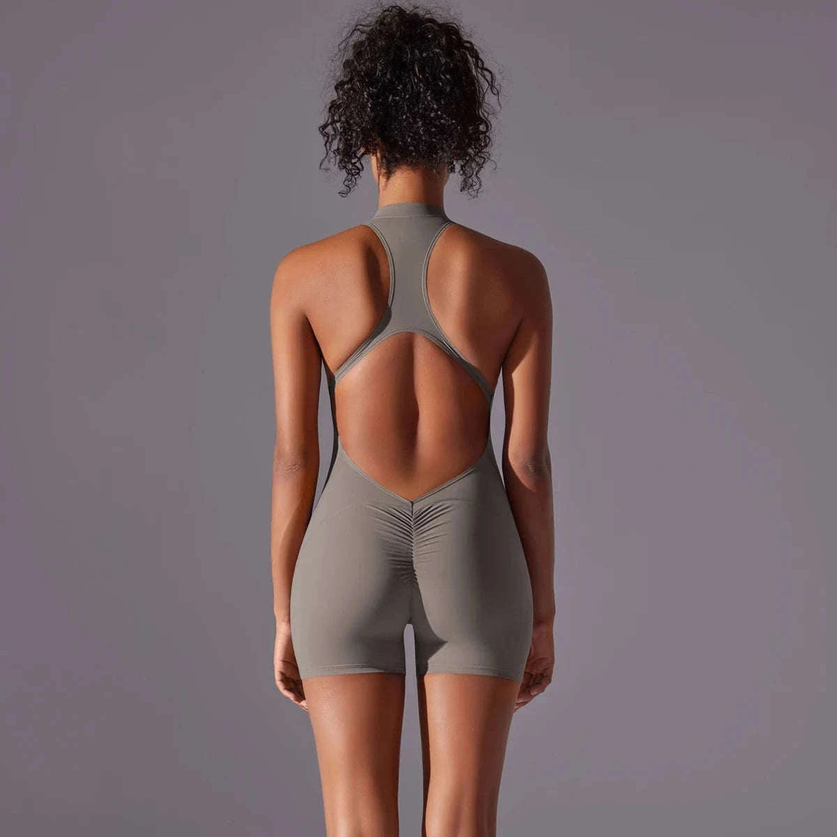 Women’s Fitness Bodysuit for Yoga, Gym and Quick-Dry Comfort-Cocoa / XL