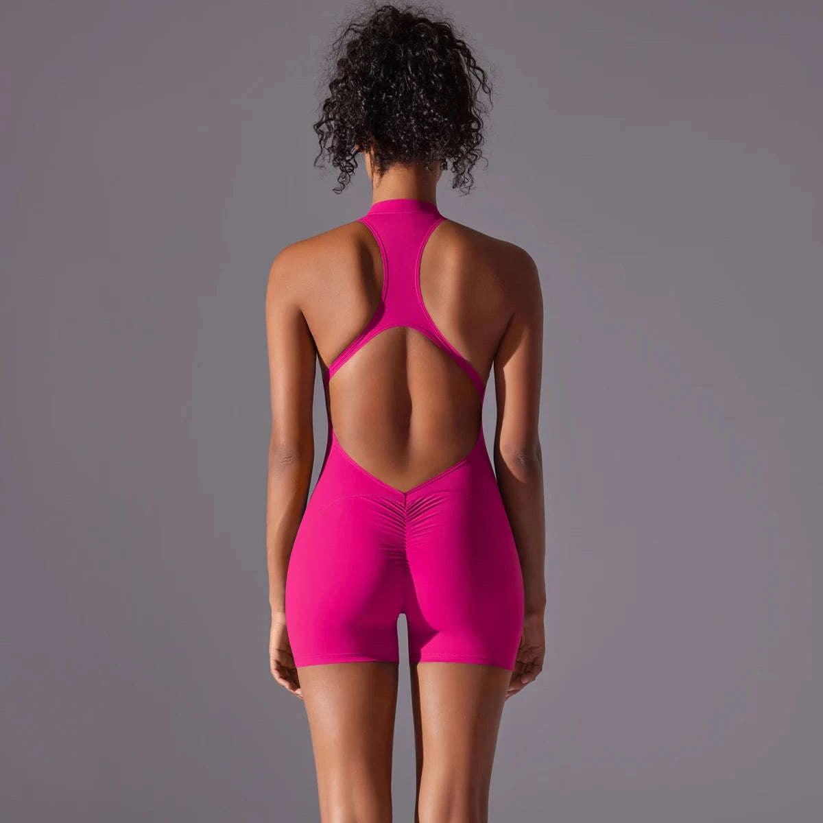 Women's Fitness Bodysuit Yoga & Gym Push‑Up Quick Dry-Cocoa / XL