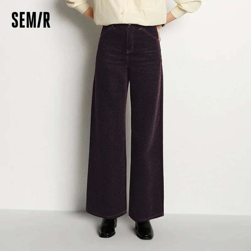 Women’s Fleece-Lined Wide Leg Jeans – Warm Loose Fit Winter Pants-Blue and Coffee / M / China Mainland