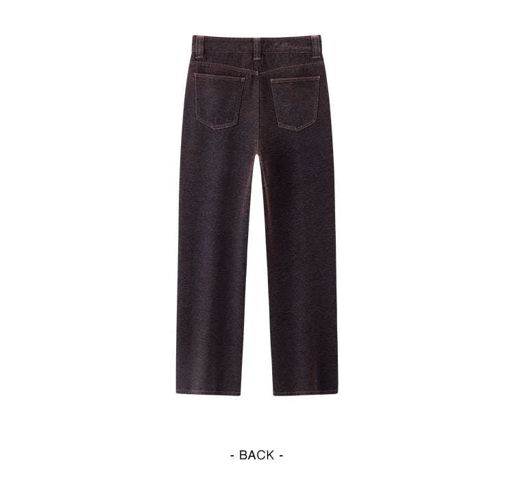 Women’s Fleece-Lined Wide Leg Jeans – Warm Loose Fit Winter Pants-Blue and Coffee / M / China Mainland