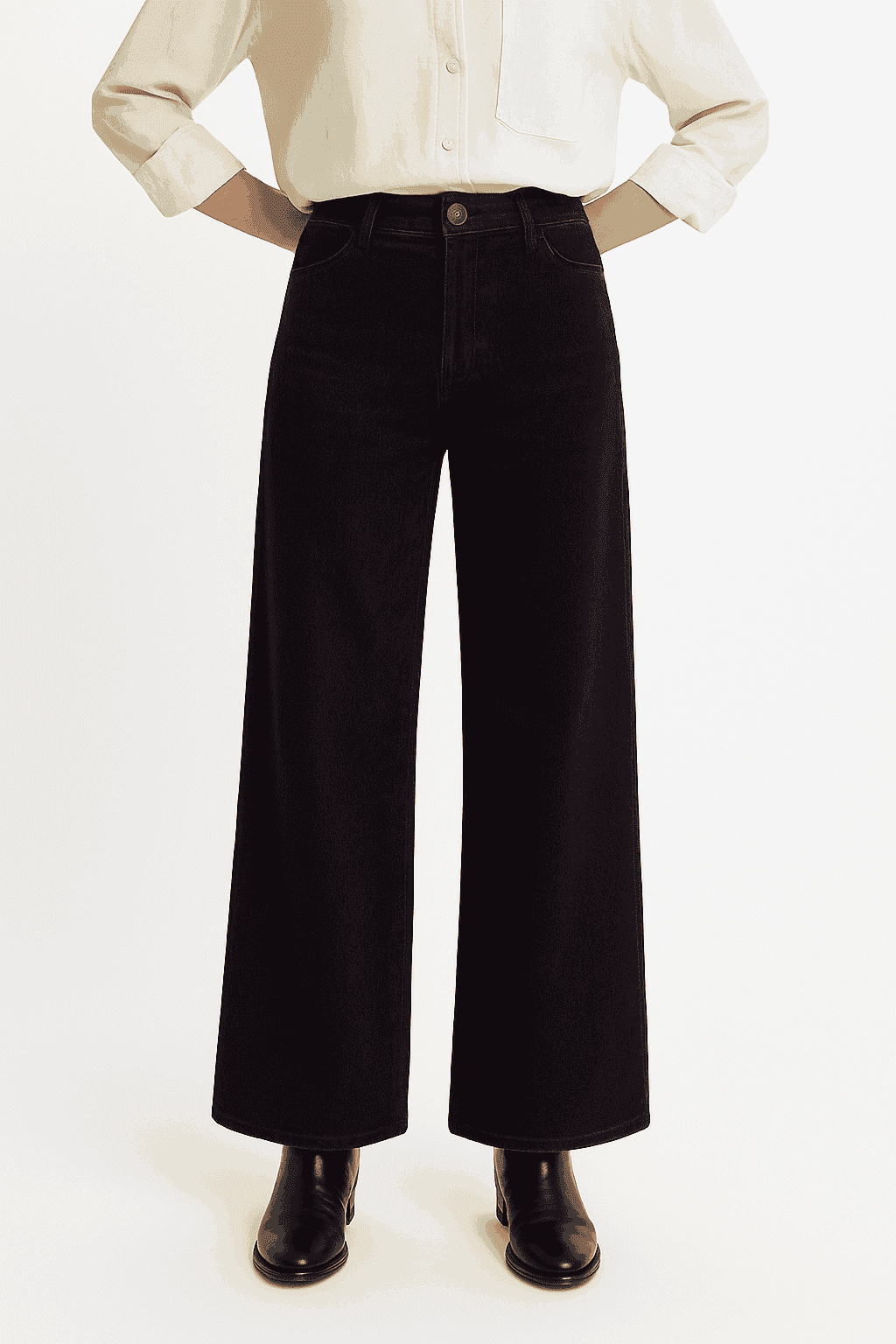 Women’s Fleece-Lined Wide Leg Jeans – Warm Loose Fit Winter Pants-Blue and Coffee / M / China Mainland