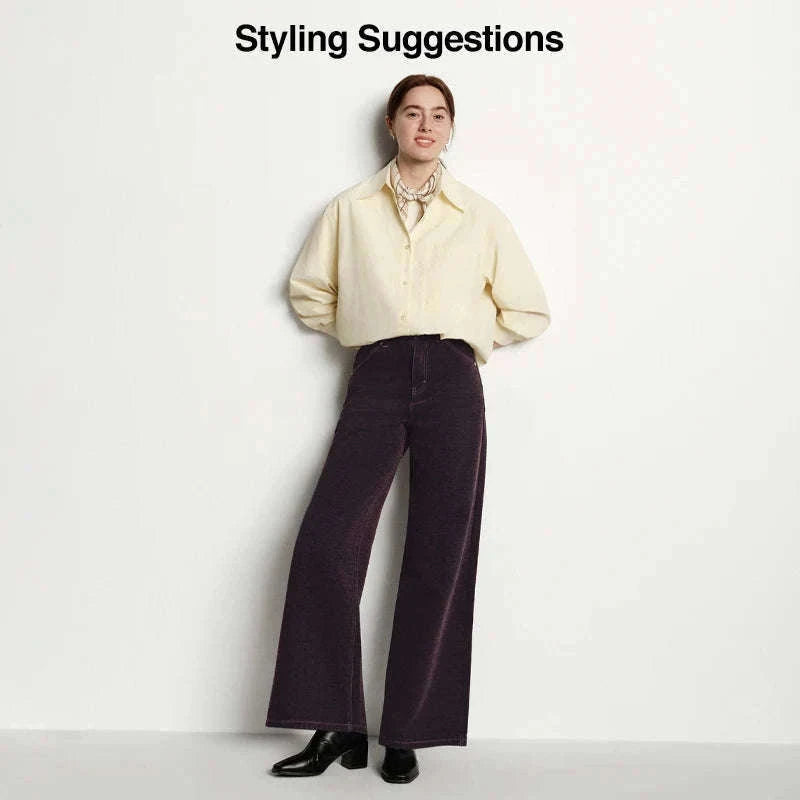 Women’s Fleece-Lined Wide Leg Jeans – Warm Loose Fit Winter Pants-Blue and Coffee / M / China Mainland