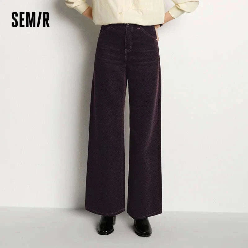 Women’s Fleece-Lined Wide Leg Jeans – Warm Loose Fit Winter Pants-Blue and Coffee / M / China Mainland
