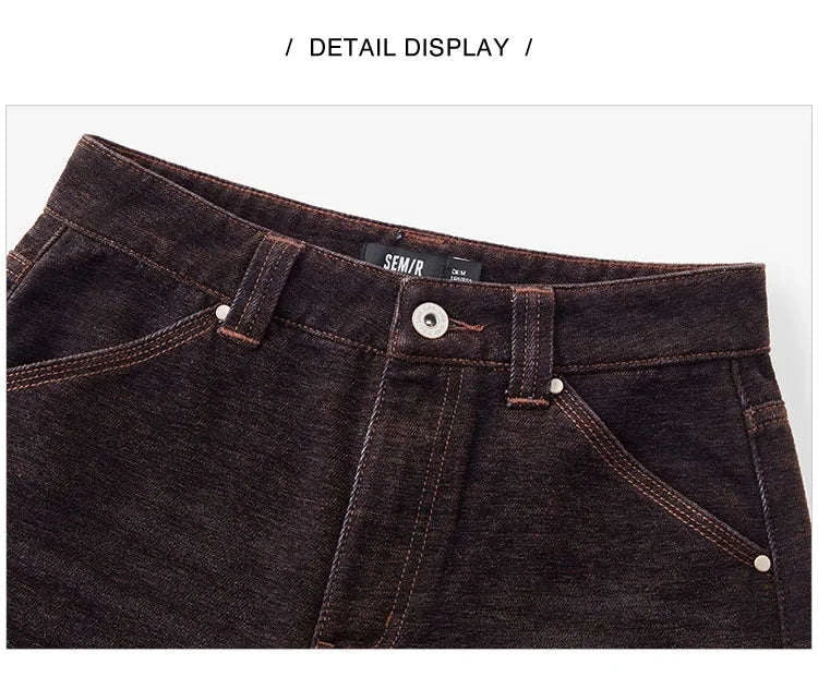 Women’s Fleece-Lined Wide Leg Jeans – Warm Loose Fit Winter Pants-Blue and Coffee / M / China Mainland