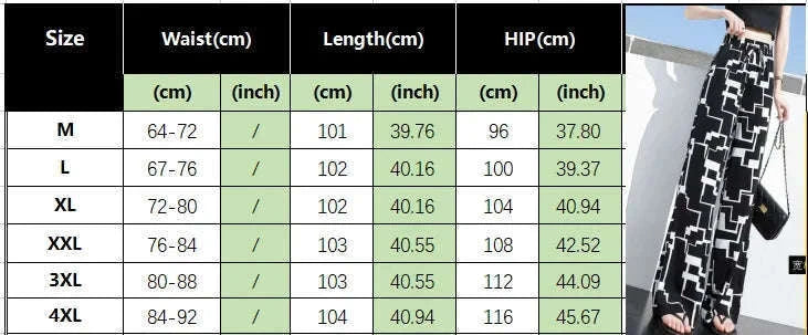 Women’s Floral Wide Leg Drawstring Pants with High Waist-aixinyinhua / L(42.5-55)KG