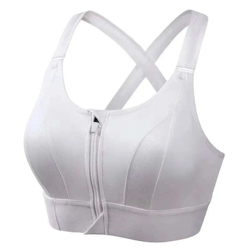 Women's Front-Zipper Sports Bra-black / 3XL