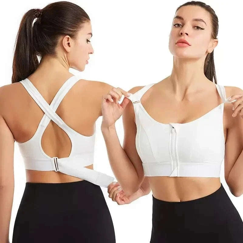 Women's Front-Zipper Sports Bra for Easy Support-black / 3XL