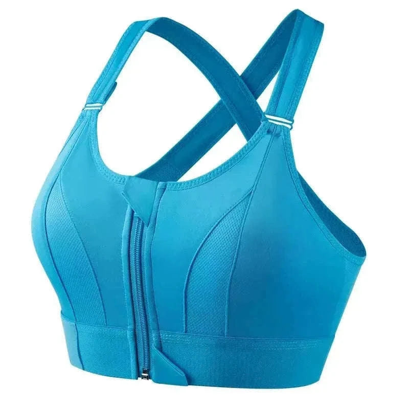 Women's Front-Zipper Sports Bra for Easy Support-black / 3XL