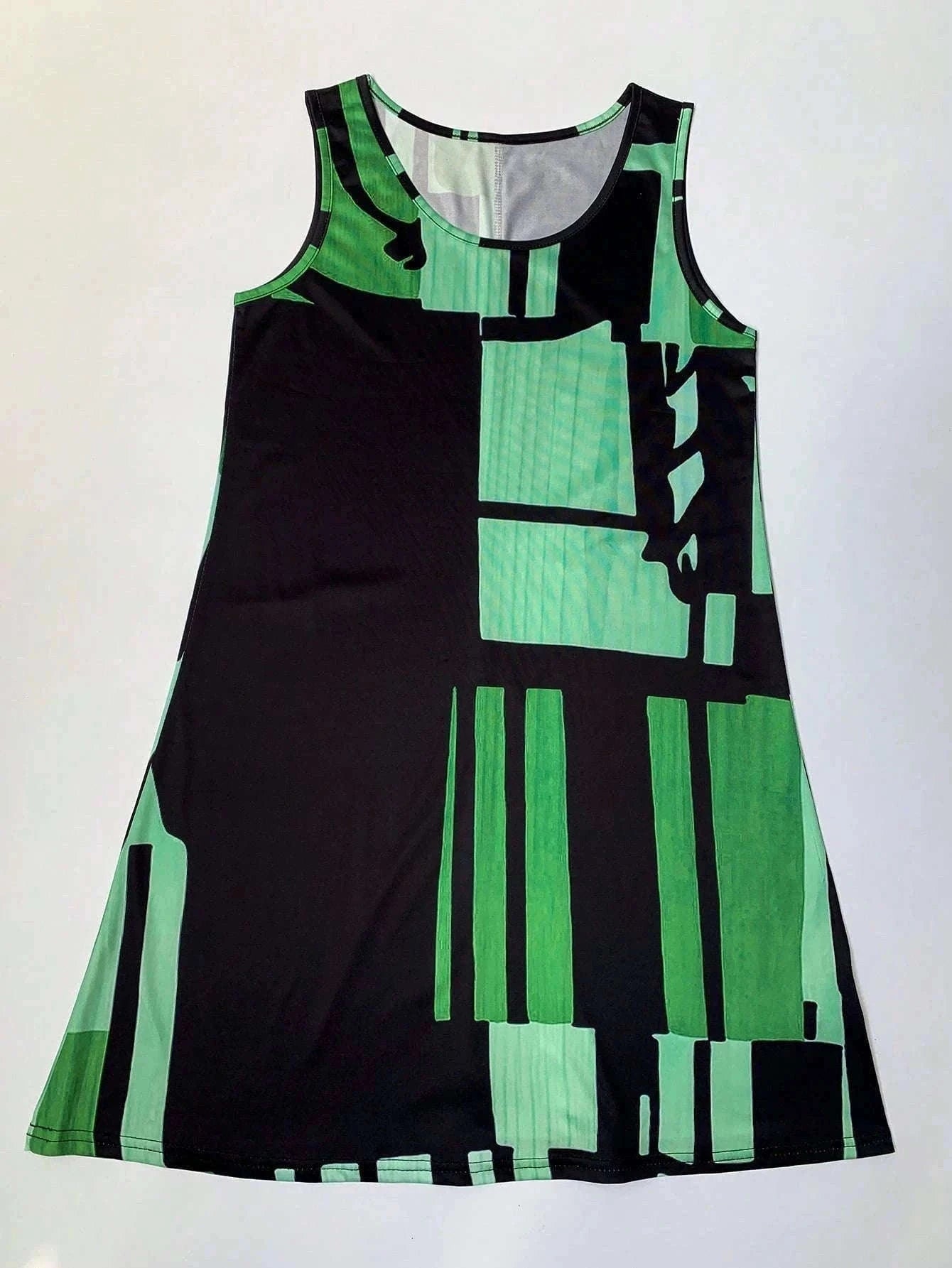 Women’s Geometric Pattern Sleeveless Summer Dress-FM 6162 / S
