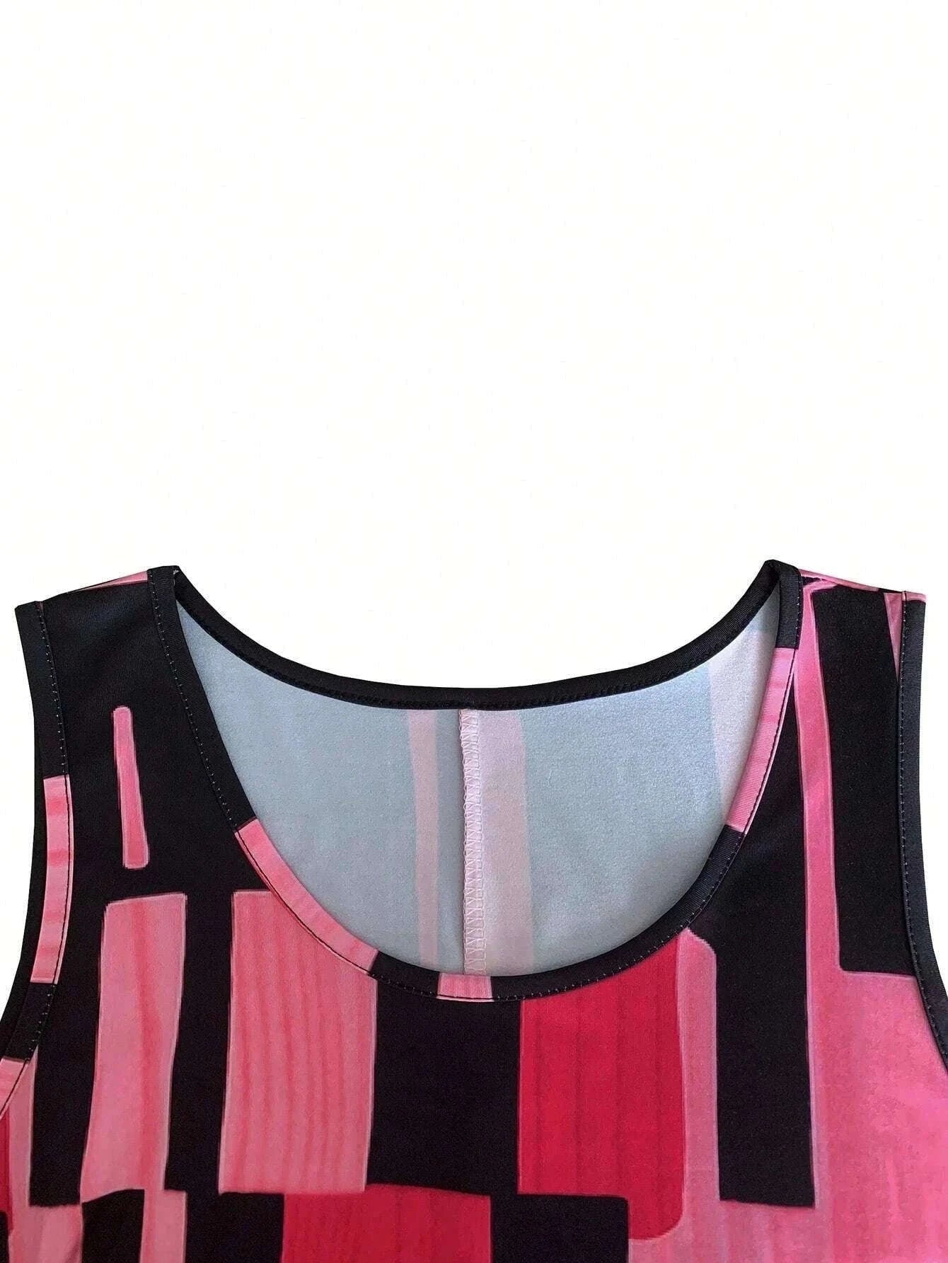 Women’s Geometric Pattern Sleeveless Summer Dress-FM 6162 / S