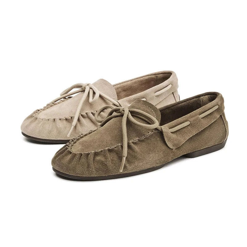 Women's Hand-Sewn Pleated Loafers Flats-brown / 39 / China Mainland