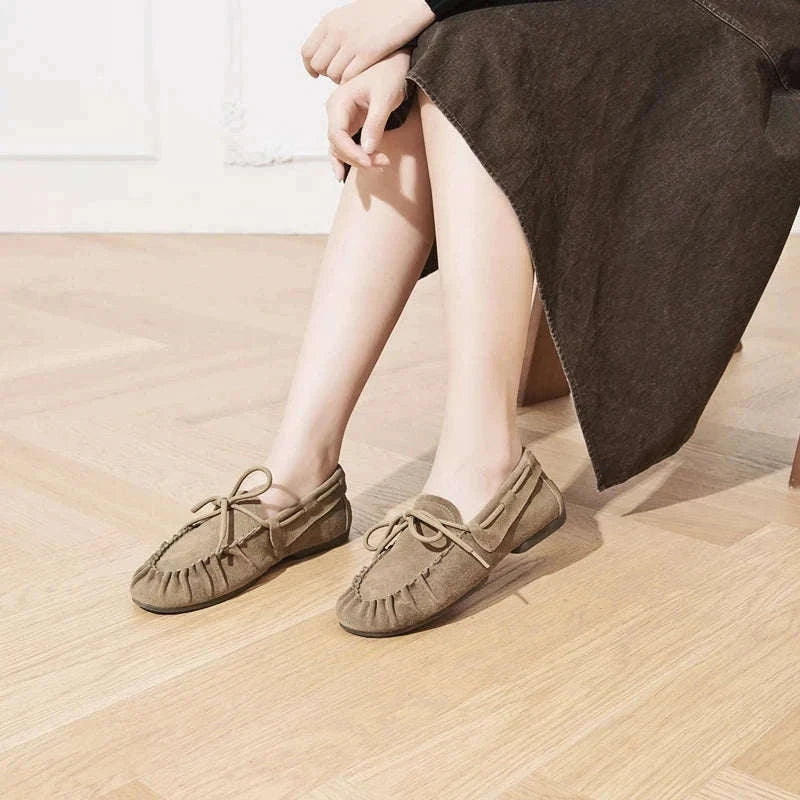 Women's Hand-Sewn Pleated Loafers Flats-brown / 39 / China Mainland