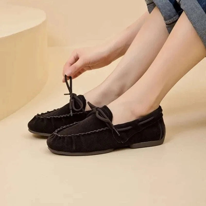 Women's Hand-Sewn Pleated Loafers Flats-brown / 39 / China Mainland