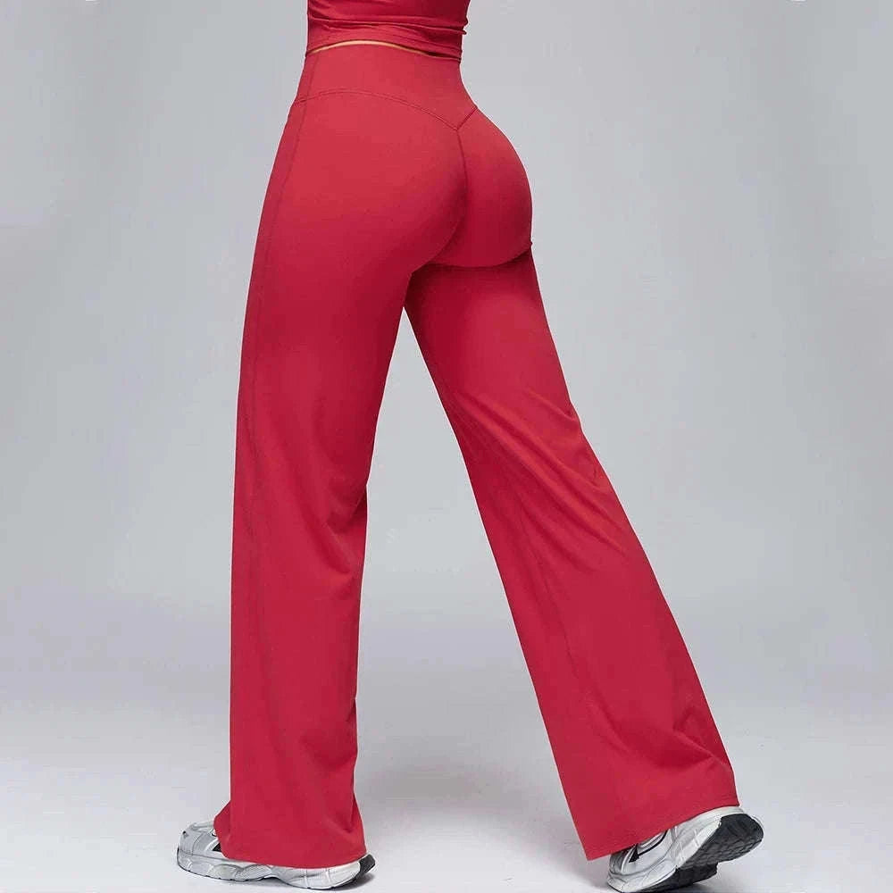 Women’s High Waist Flare Yoga Leggings for Comfort and Style-Lava Red / L / CHINA