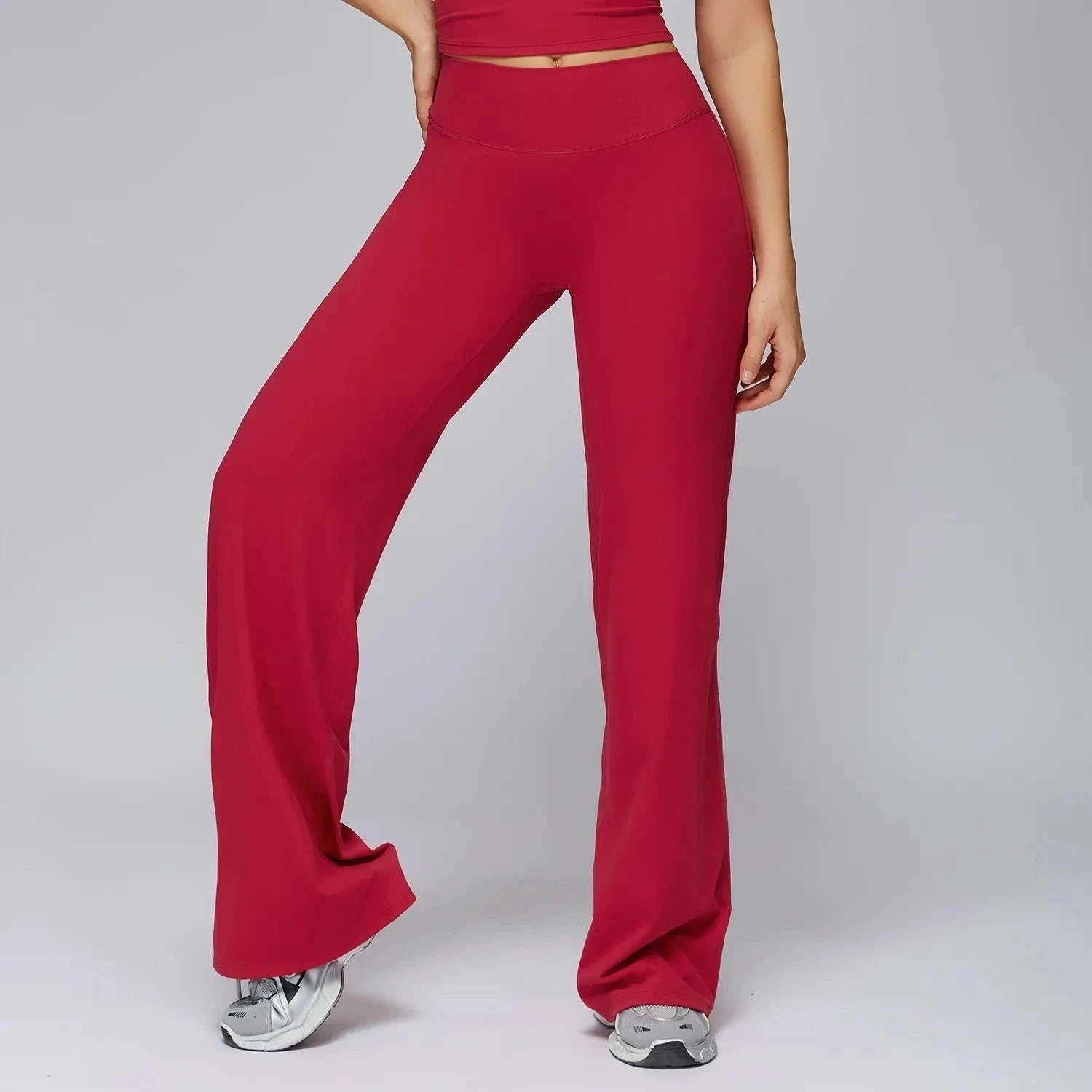 Women’s High Waist Flare Yoga Leggings for Comfort and Style-Lava Red / L / CHINA