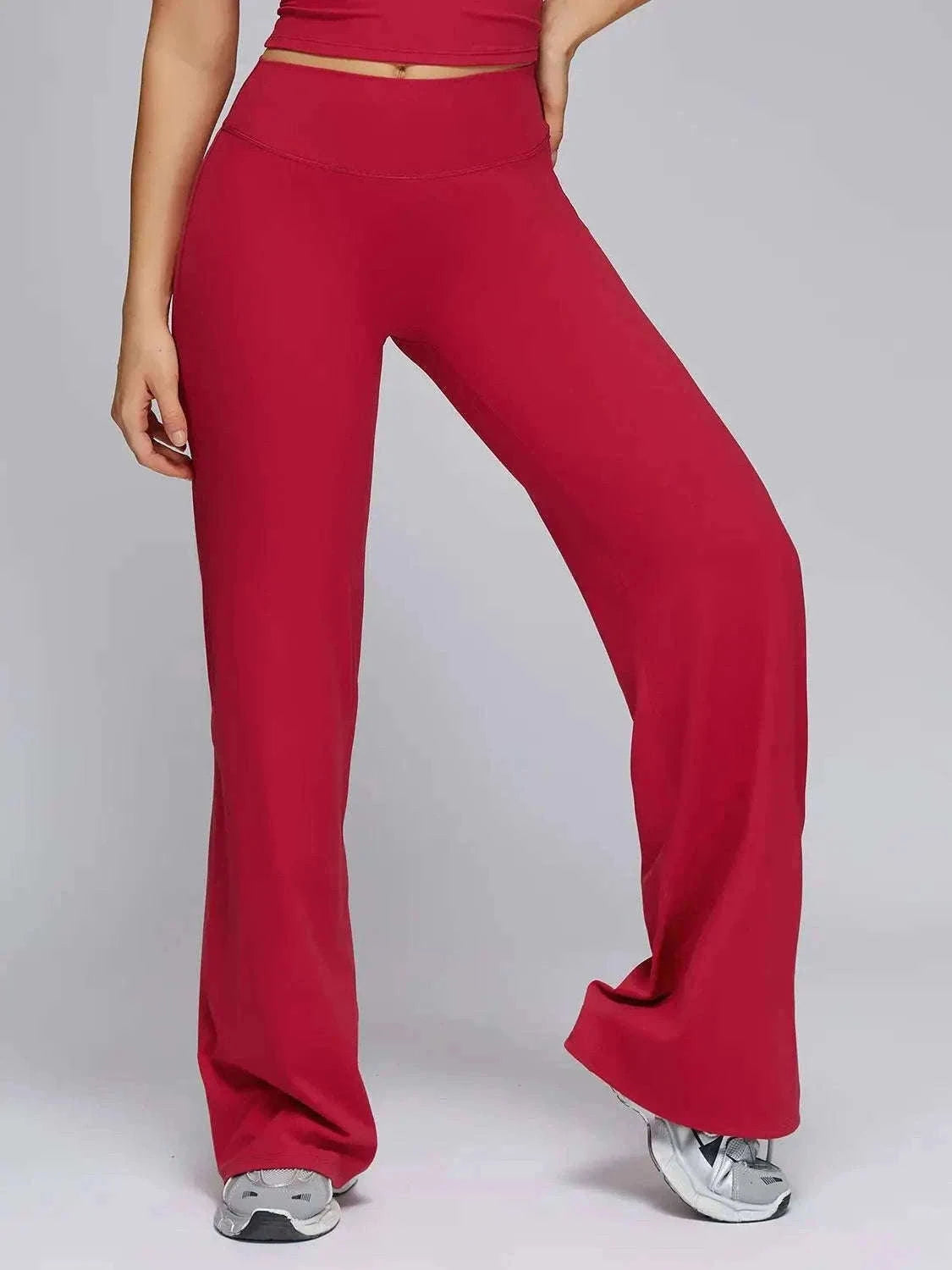 Women’s High Waist Flare Yoga Leggings for Comfort and Style-Lava Red / L / CHINA