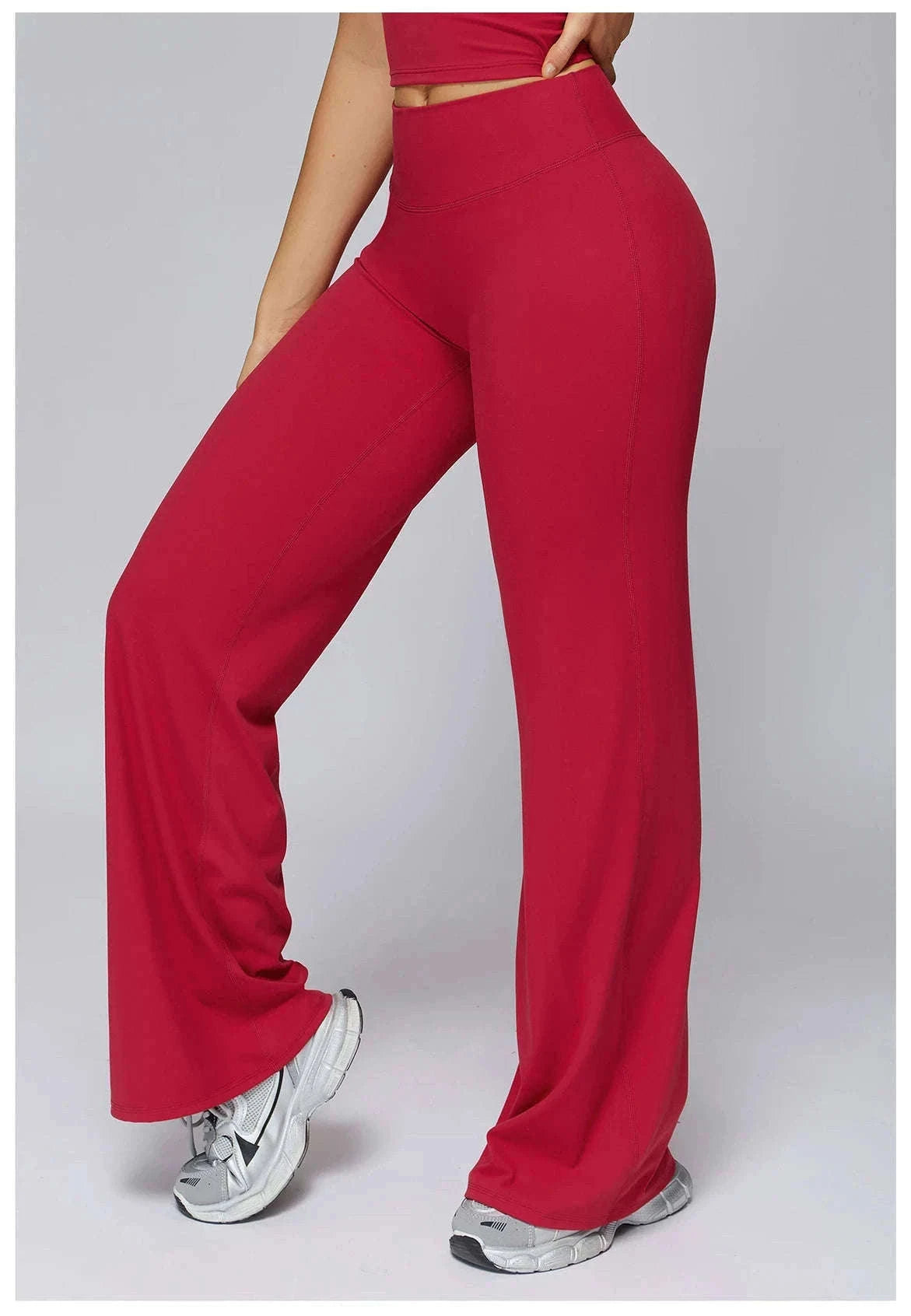 Women’s High Waist Flare Yoga Leggings for Comfort and Style-Lava Red / L / CHINA