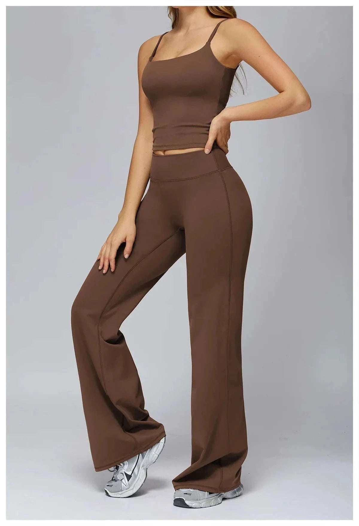 Women’s High Waist Flare Yoga Leggings for Comfort and Style-Lava Red / L / CHINA