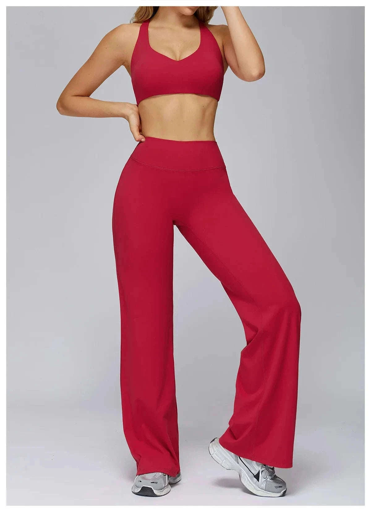 Women’s High Waist Flare Yoga Leggings for Comfort and Style-Lava Red / L / CHINA