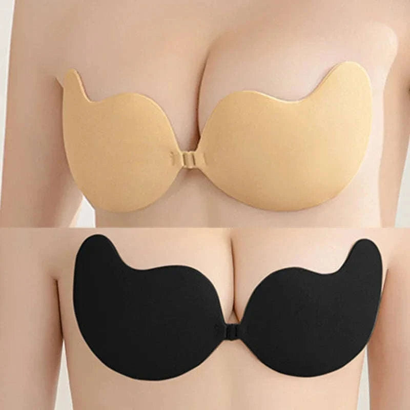 Women's Invisible Strapless Adhesive Push Up Bra-Style 01-Skin / D
