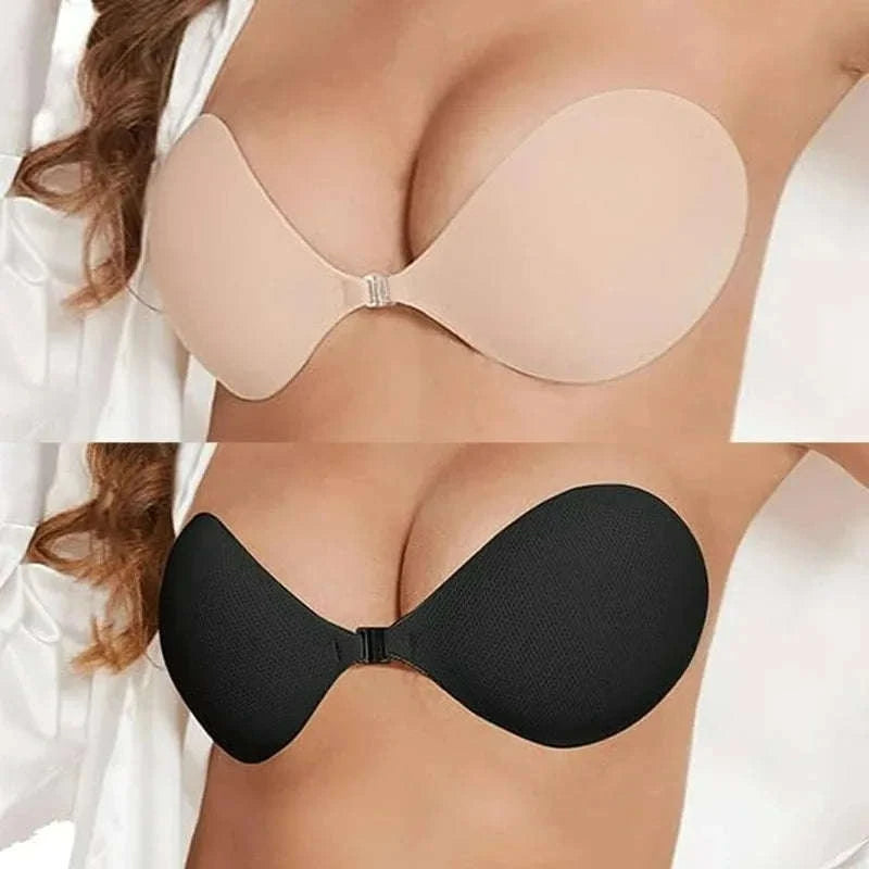 Women's Invisible Strapless Adhesive Push Up Bra-Style 01-Skin / D