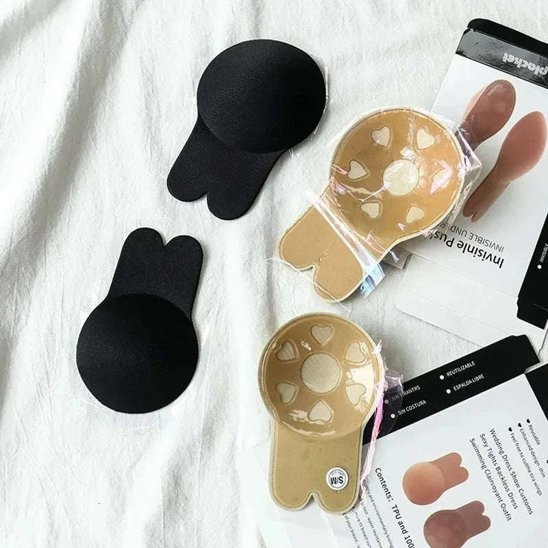 Women's Invisible Strapless Adhesive Push Up Bra-Style 01-Skin / D