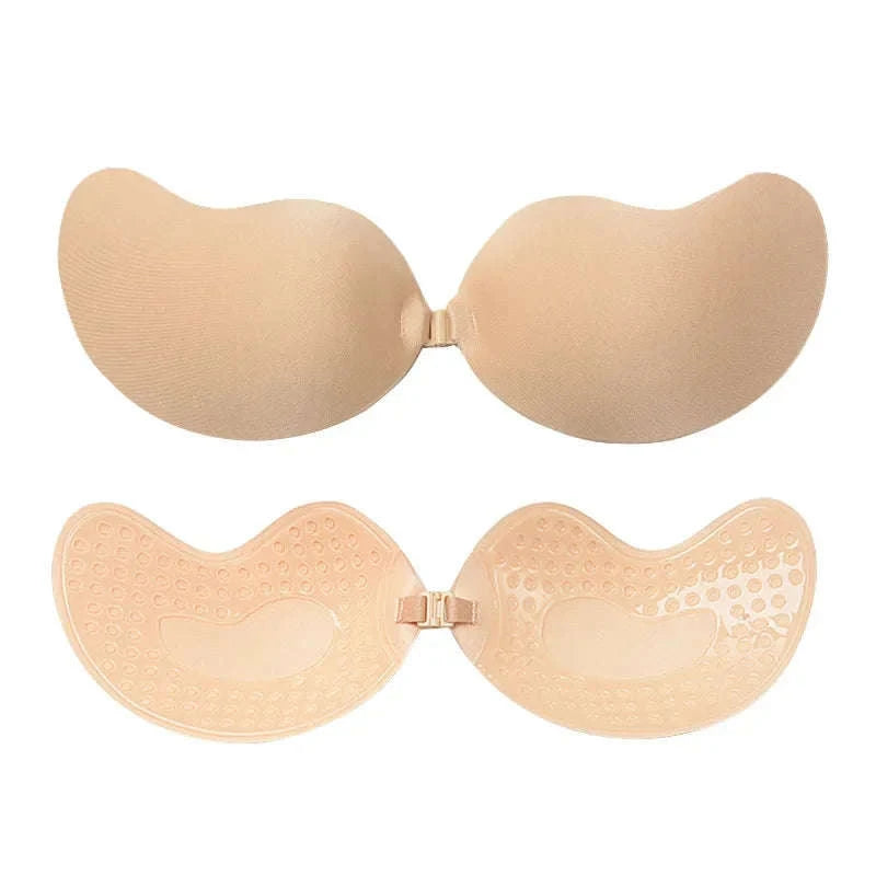 Women's Invisible Strapless Adhesive Push Up Bra-Style 01-Skin / D