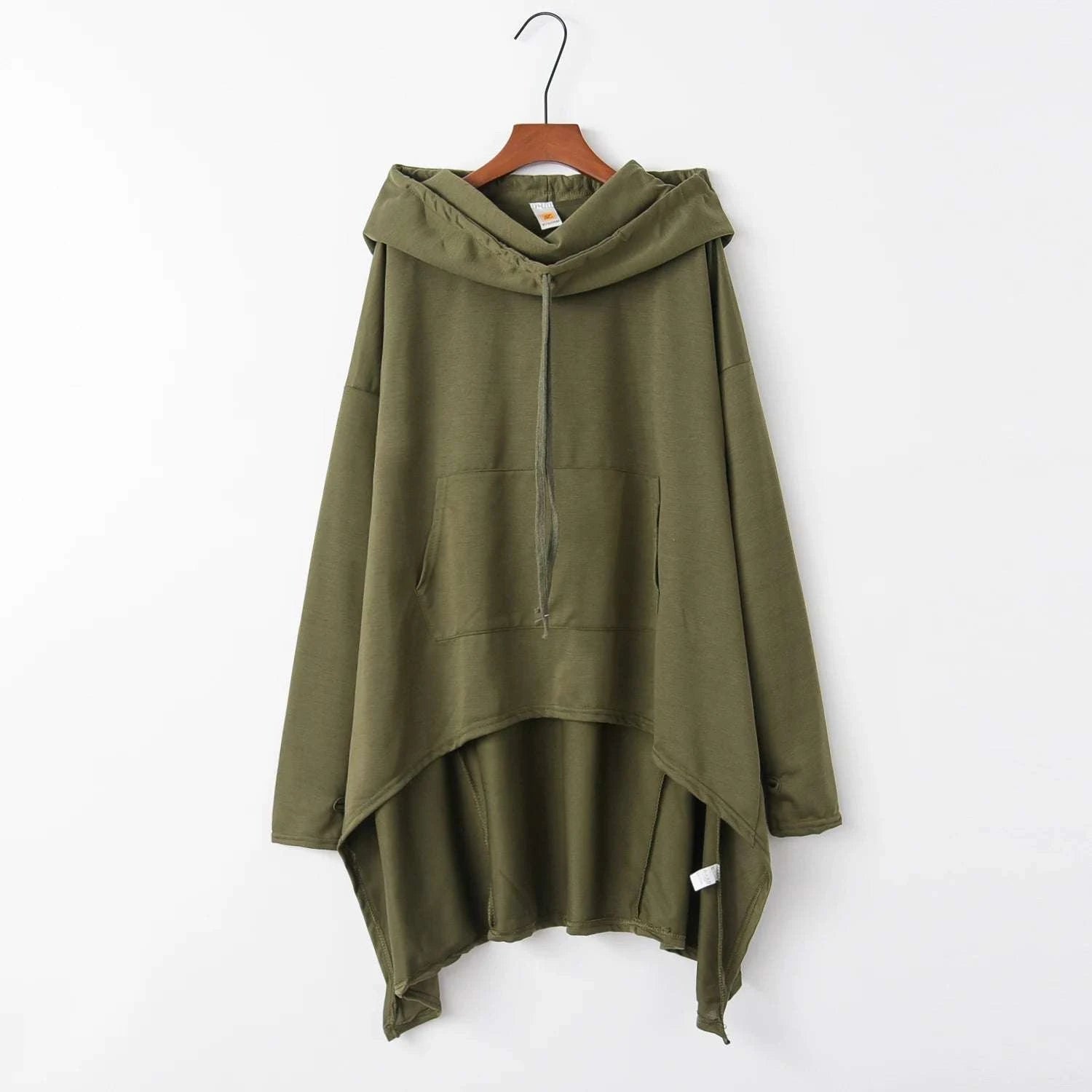 Women's Long Loose Hoodie Dress with Pockets Solid Color-black / XXXL