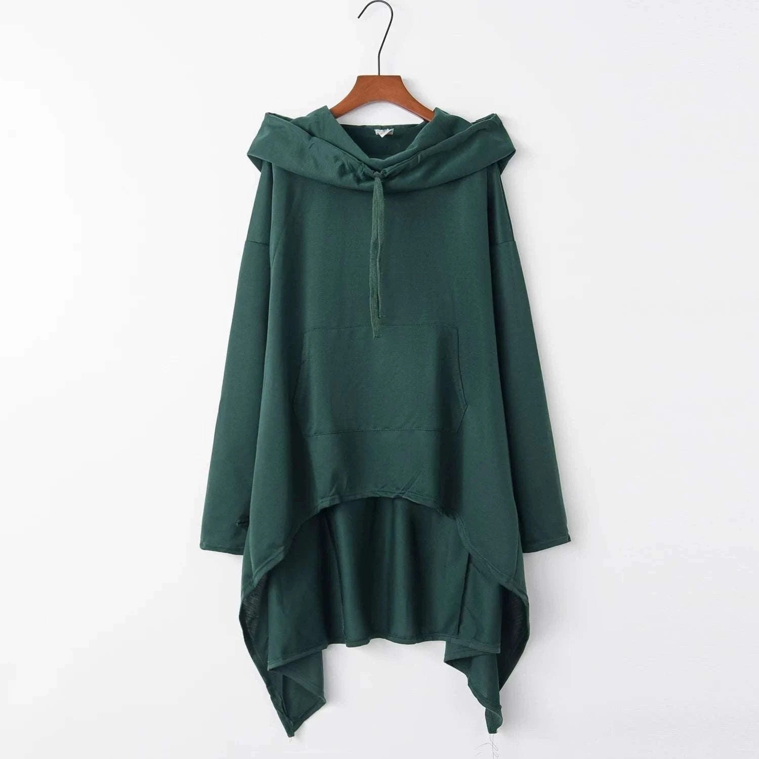 Women's Long Loose Hoodie Dress with Pockets Solid Color-black / XXXL
