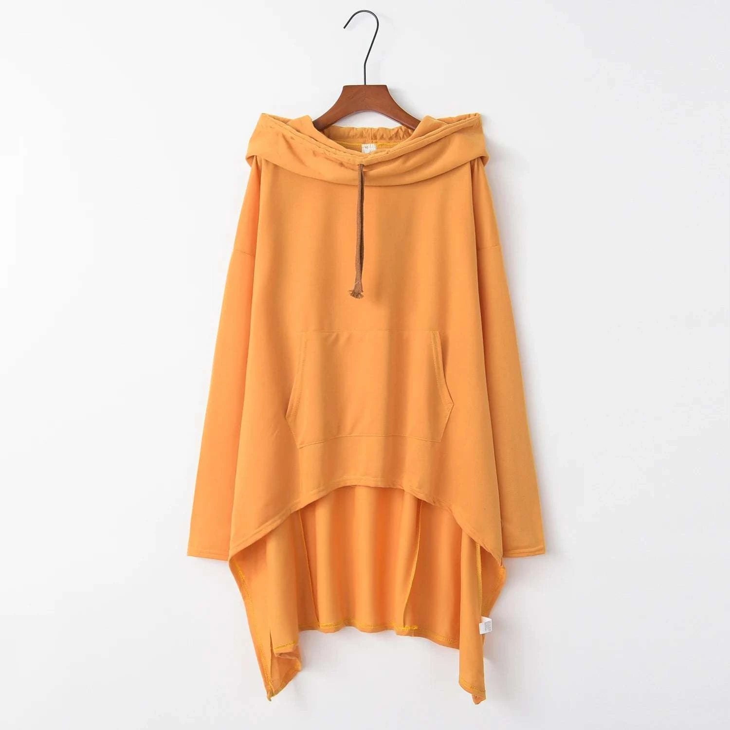 Women's Long Loose Hoodie Dress with Pockets Solid Color-black / XXXL